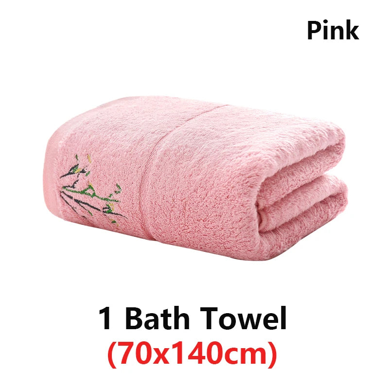 serviettes bambou brodées vert violet rose blanc classiques absorbantes maison
