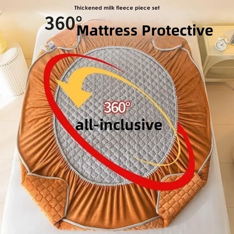 housse matelas épaisse polaire antiacariens matelassée orange foncé texture pointillés moderne douce 30cm haute