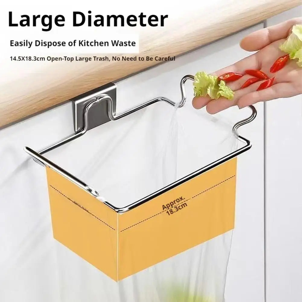 support sac poubelle acier inoxydable moderne transparent argente couroît fixe porte armoire chambre cuisine