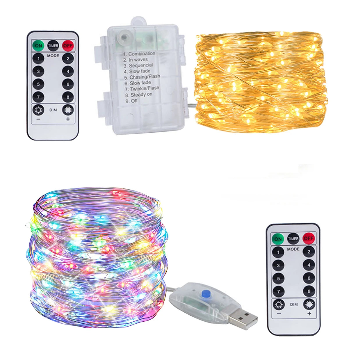 guirlande lumineuse led fil cuivre décoration jardin mariage fête intérieur batterie usb blanc multicolore