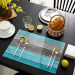 tapis table moderne rayés bleu gris résistants l'eau pièces 30x45cm minimaliste