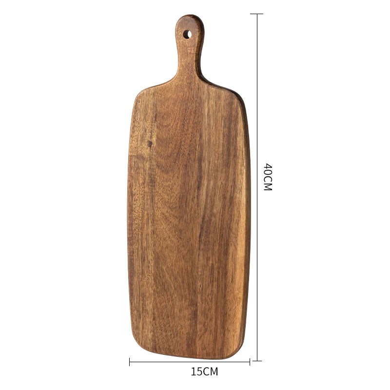 planche découper bois marron rustique poignée moderne dessert steak pain