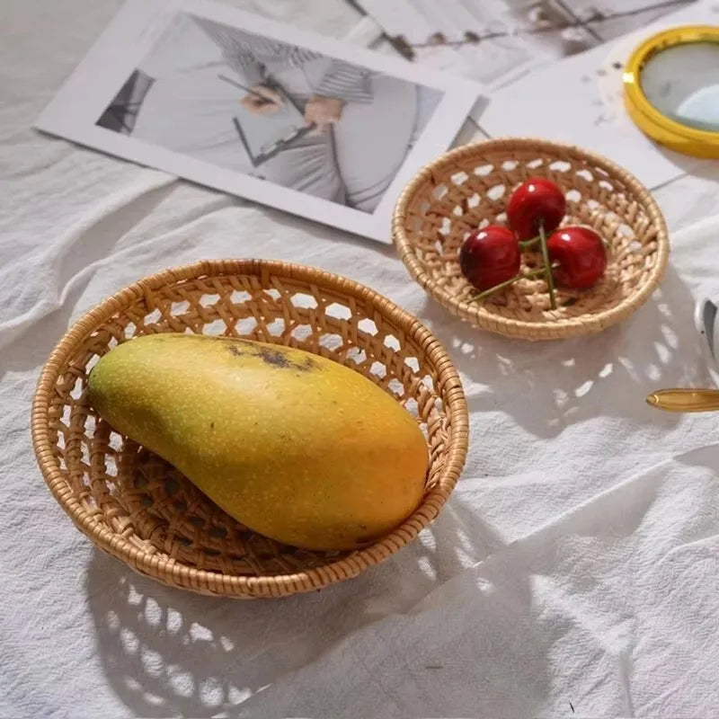 paniers rotin tressage géométrique naturel multifonctionnels ménagers réutilisables traditionnels artisanats