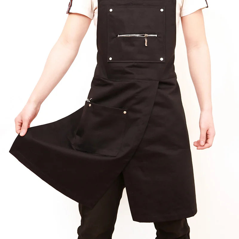 tablier cuisine noir uni classique poches élastiquées ajustement élastique waterproof