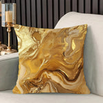 housse coussin carré or beige marbré décoratif moderne polyester fixations chaise salon chambre voiture