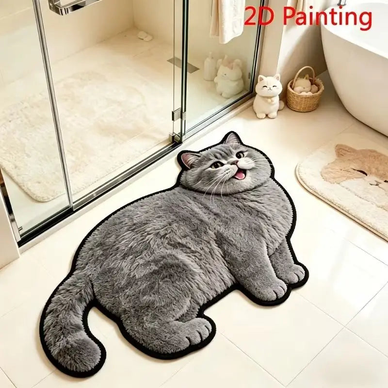tapis peluche chaton gris doux antidérapant contemporain maison chambre salon
