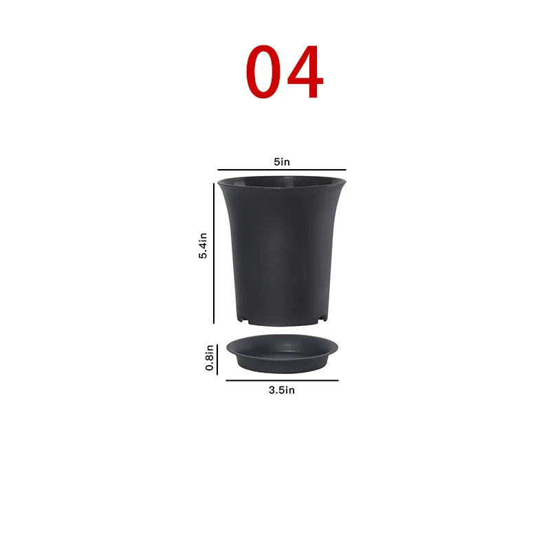 pots fleurs noirs modernes plastique plateau différentes tailles jardinage durable