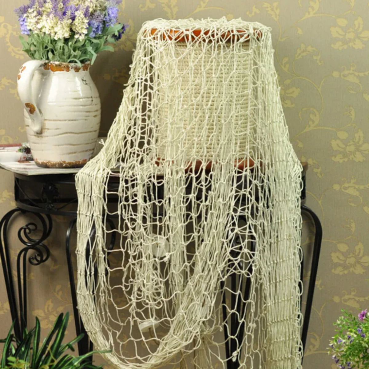 décoration murale tissage marin filet semi transparent plage rustique clips bois occasionnellement utilisé anniversaire