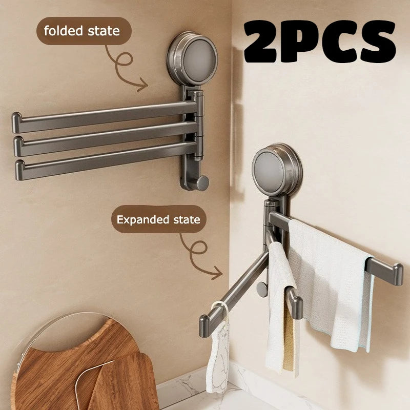 porte serviettes pliable ventouse rotative gris moderne salle bain cuisine serviettes gants
