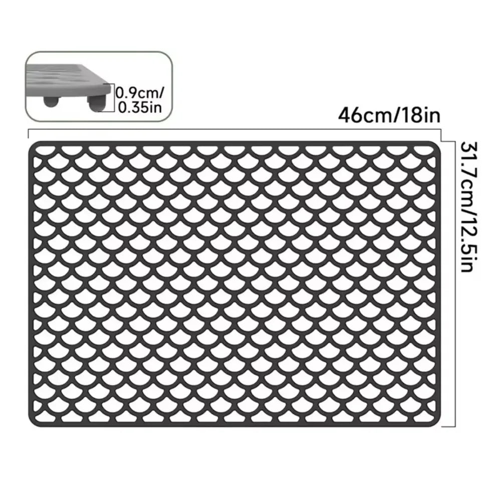 tapis silicone antidérapant protection évier cuisine vaisselle assiettes tasses couverts moderne minimaliste
