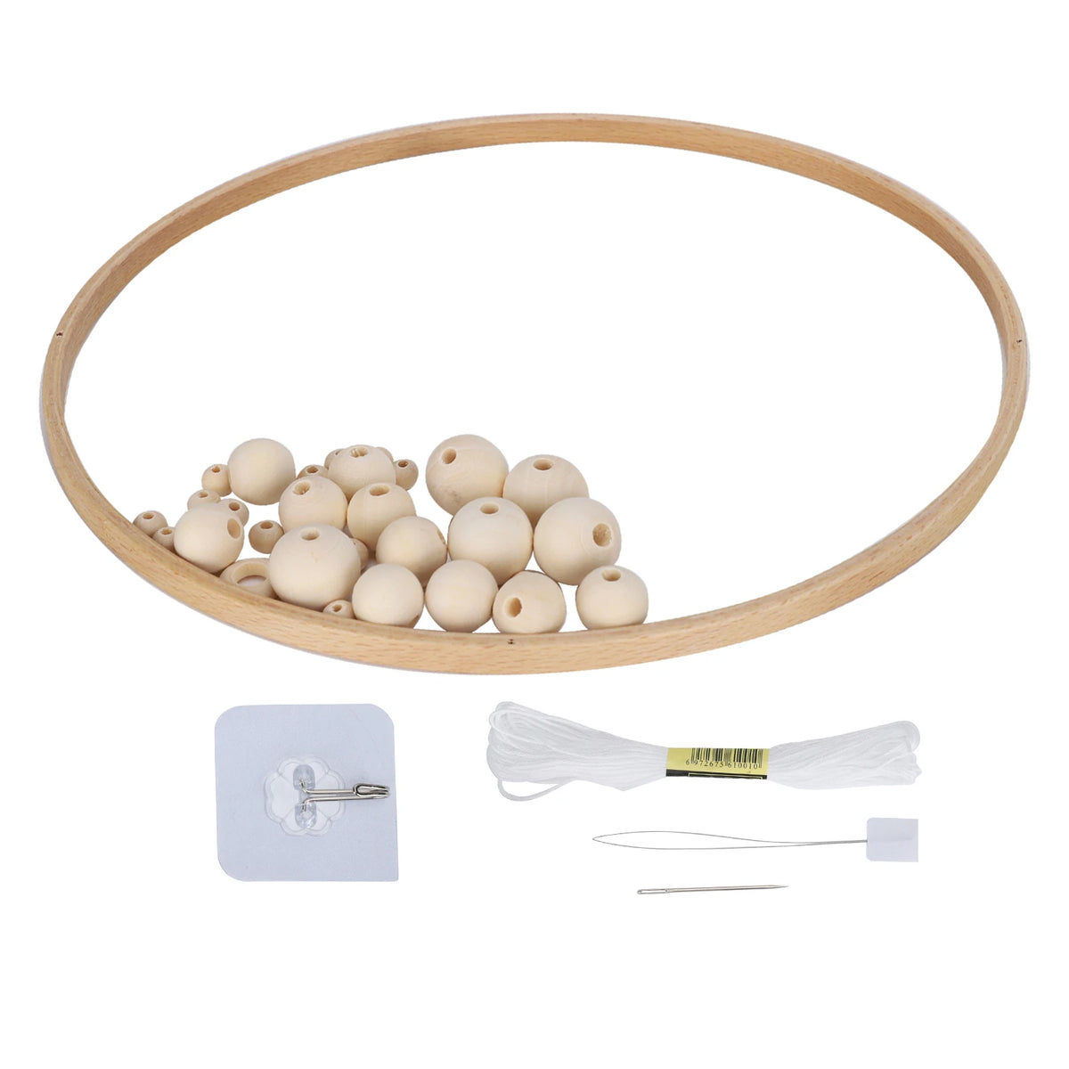 mobile décoratif kit bois rondes anneaux pendentifs oiseaux grue clochettes structure artisanale enfants bohème