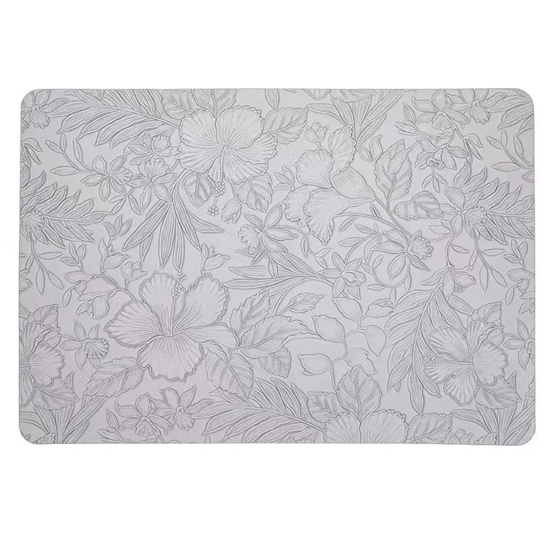 tapis table moderne fleurs feuilles noir marron beige gris vert bleu respectueux environnement 43x30cm