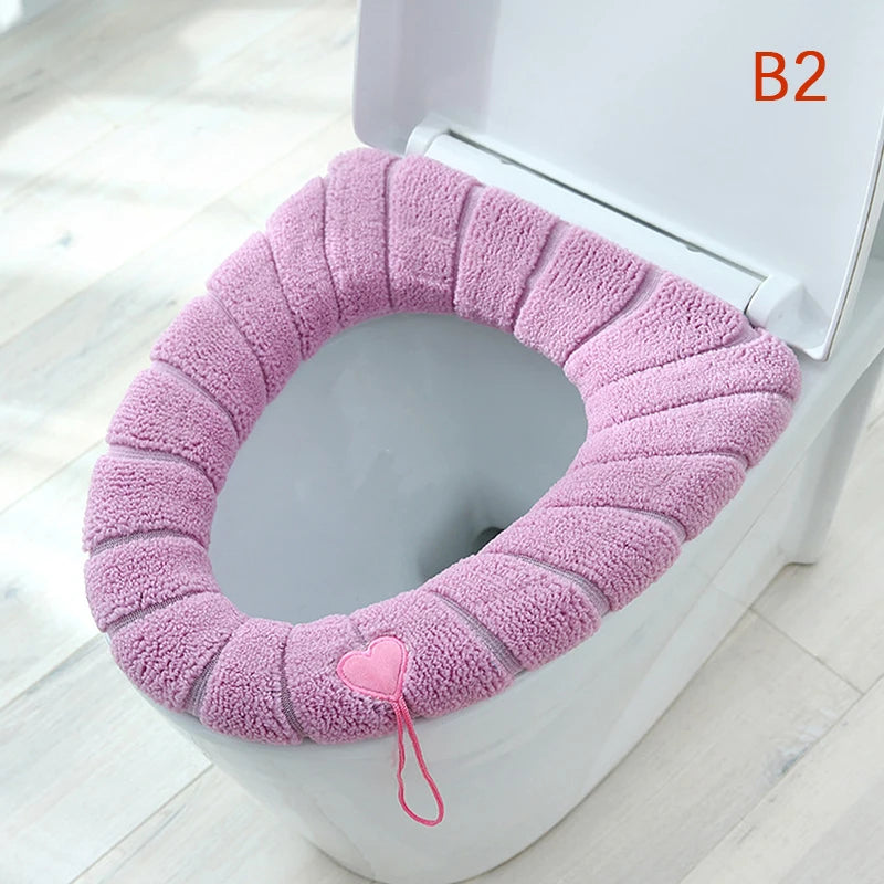 couvre siège toilette violet bleu gris rose rayures moderne adhésif lavable doux polyester