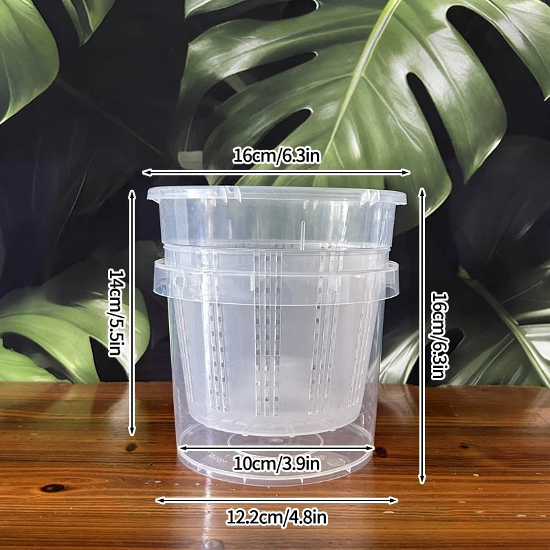 Pot plante moderne auto arrosant transparent controle racines drainage ornemental fleuri