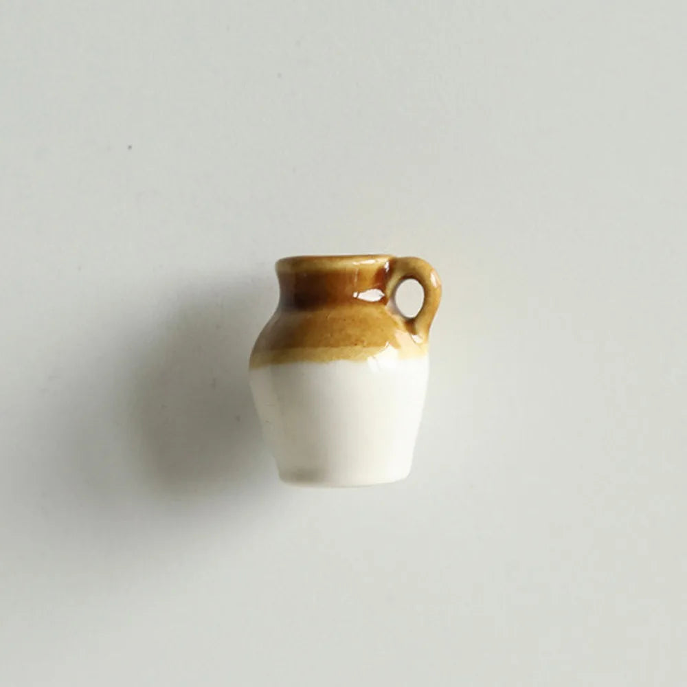 mini vase céramique artisanal aimants fleurs motif floral opacité vert beige marron bleu jaune