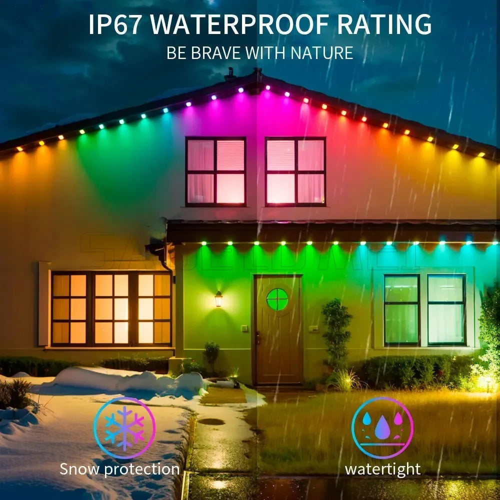 Effets lumineux multicolores guirlande LED jardin