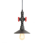 lampe suspendue industrielle vintage métal vieilli noir rouge doré câble fixe éclairage chambre salonhôtel