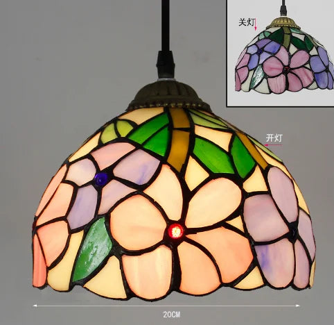 lampe suspendue tiffany multicolore stained glass floral salon chambrehôtel