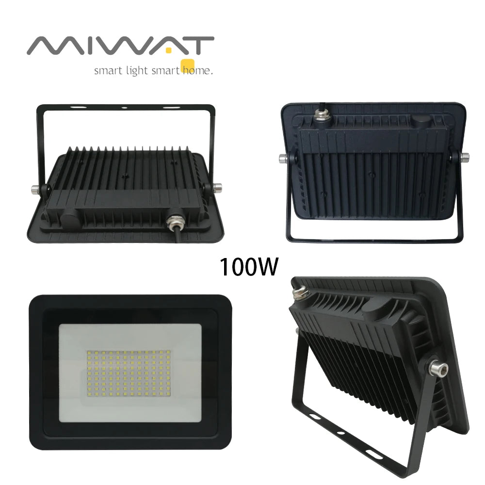 projecteur led extérieur noir étanche ip68 grille refroidissement éclairage mur extérieur