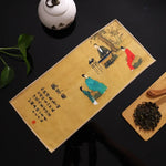 serviettes thé vert bleu beige peinture chinoise motifs floraux art traditionnel zipper cuisine