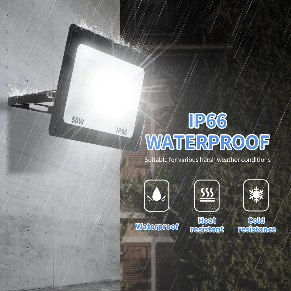 projecteur led moderne noir ip66 100w 201mm 155mm clips aluminium blanc froidextérieur