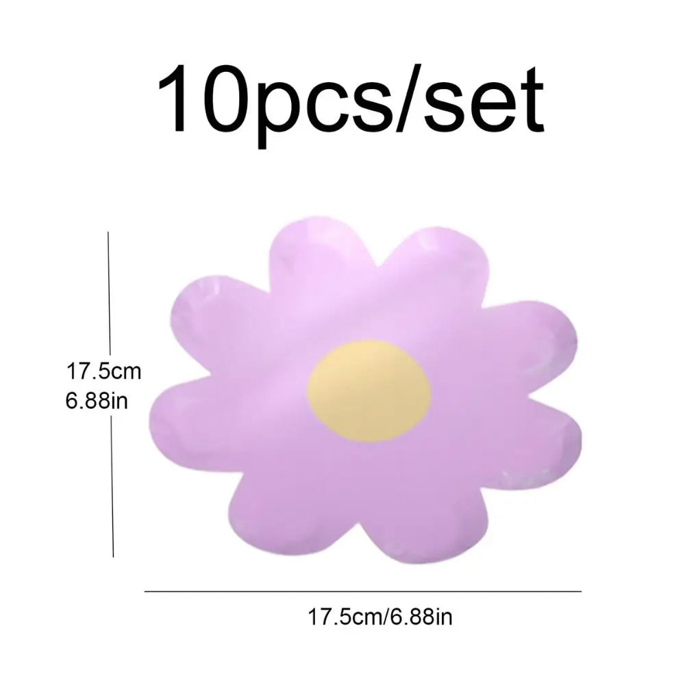 assiettes jetables fleurs dorées blanc vert jaune rose violet moderne fête enfants