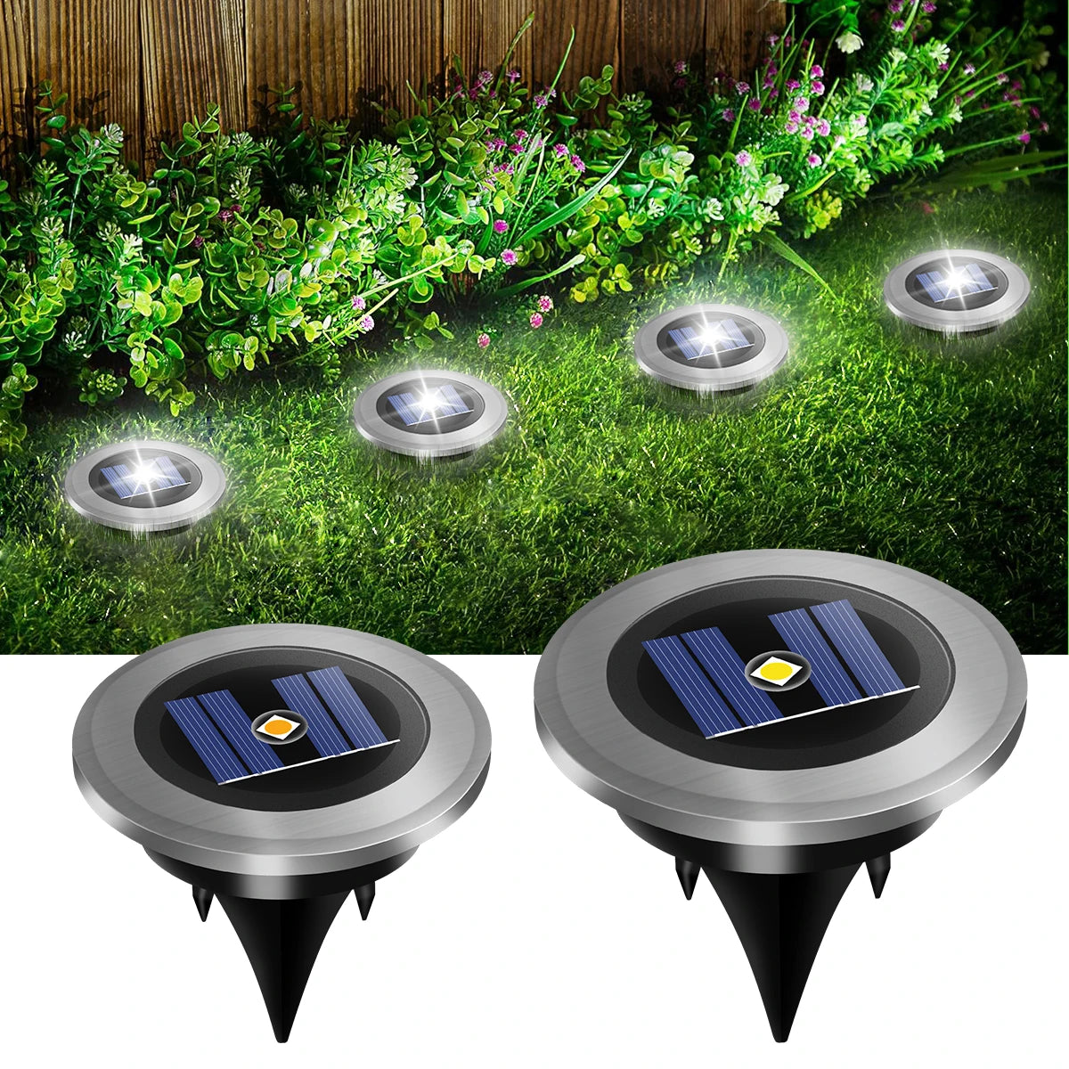 lampe solaire extérieure moderne argentée noire acier inoxydable led ip65 imperméable
