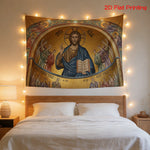 tapisserie murale ancienne or religieuse christ ange décoration intérieure chambre living polyester moderne
