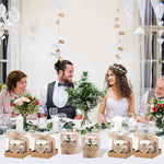 bougies poser blanc motif papier kraft fleurs blanches étiquette cœur rustique mariage remerciement 12