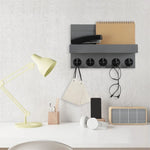 porte clés mural bois compartiment courrier entrée salon vis moderne écologique rectangle gris