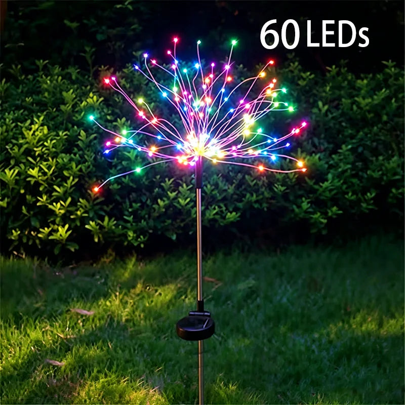 lumières solaires feux d'artifice multicolores modernes extérieures autoinstallation festive led jardin patios cour