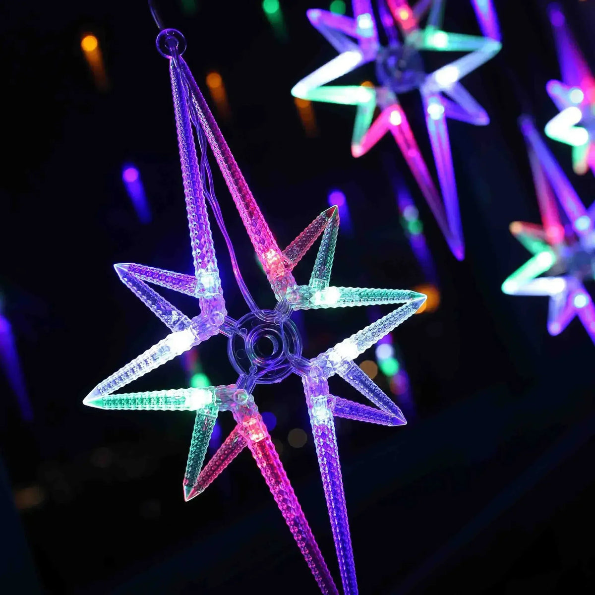 décoration noël étoiles lumineuses fil blanc multicolores extérieures ip44 étanches moderne