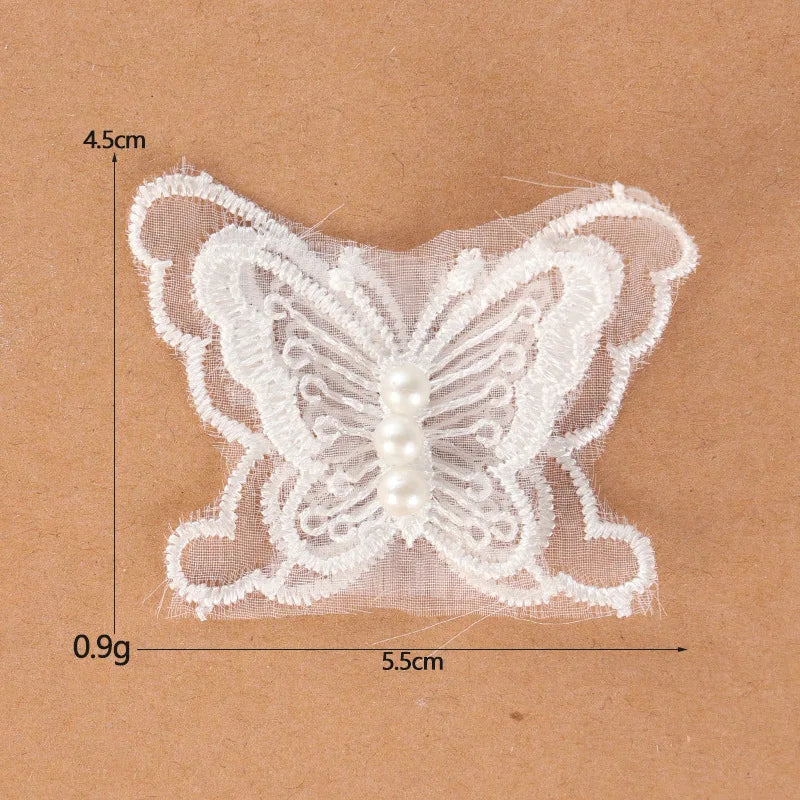appliques decoratives dentelle blanche fleurs papillons broderie fine mariage decoration 20 pieces translucent