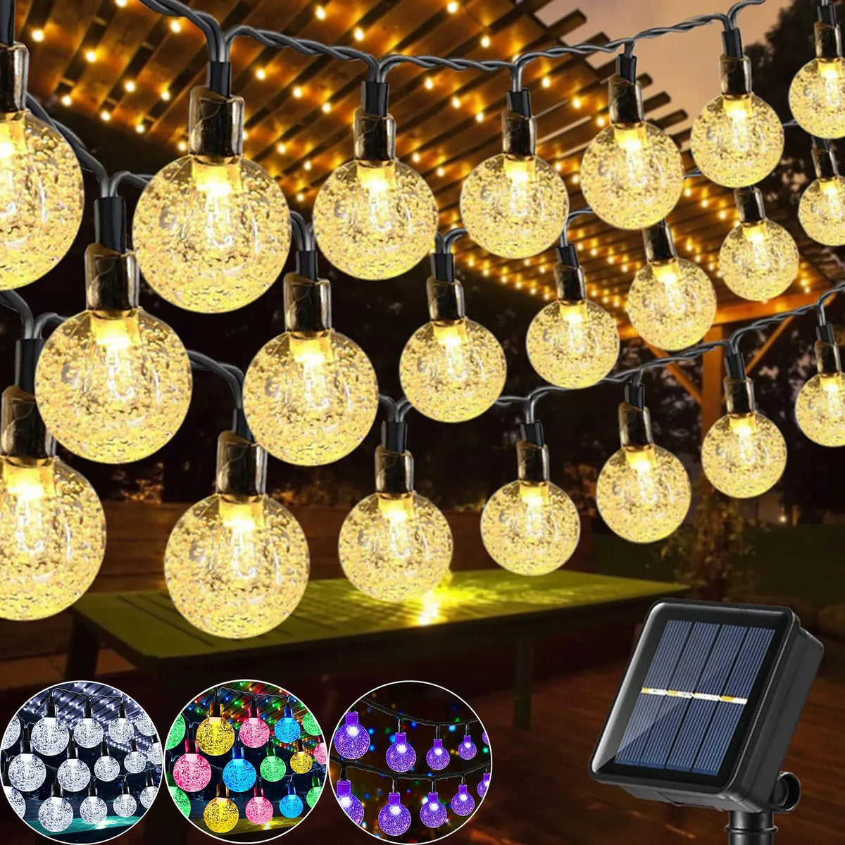 guirlande solaire lumineuse translucides modes éclairage moderne clips autoinstallation led