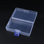 boîte rangement bijoux plastique transparente moderne pratique poignée bleue intérieure 14cm 8cm