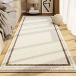 tapis moderne rayures horizontales beige gris antidérapant lavable salon chambre porte entrée