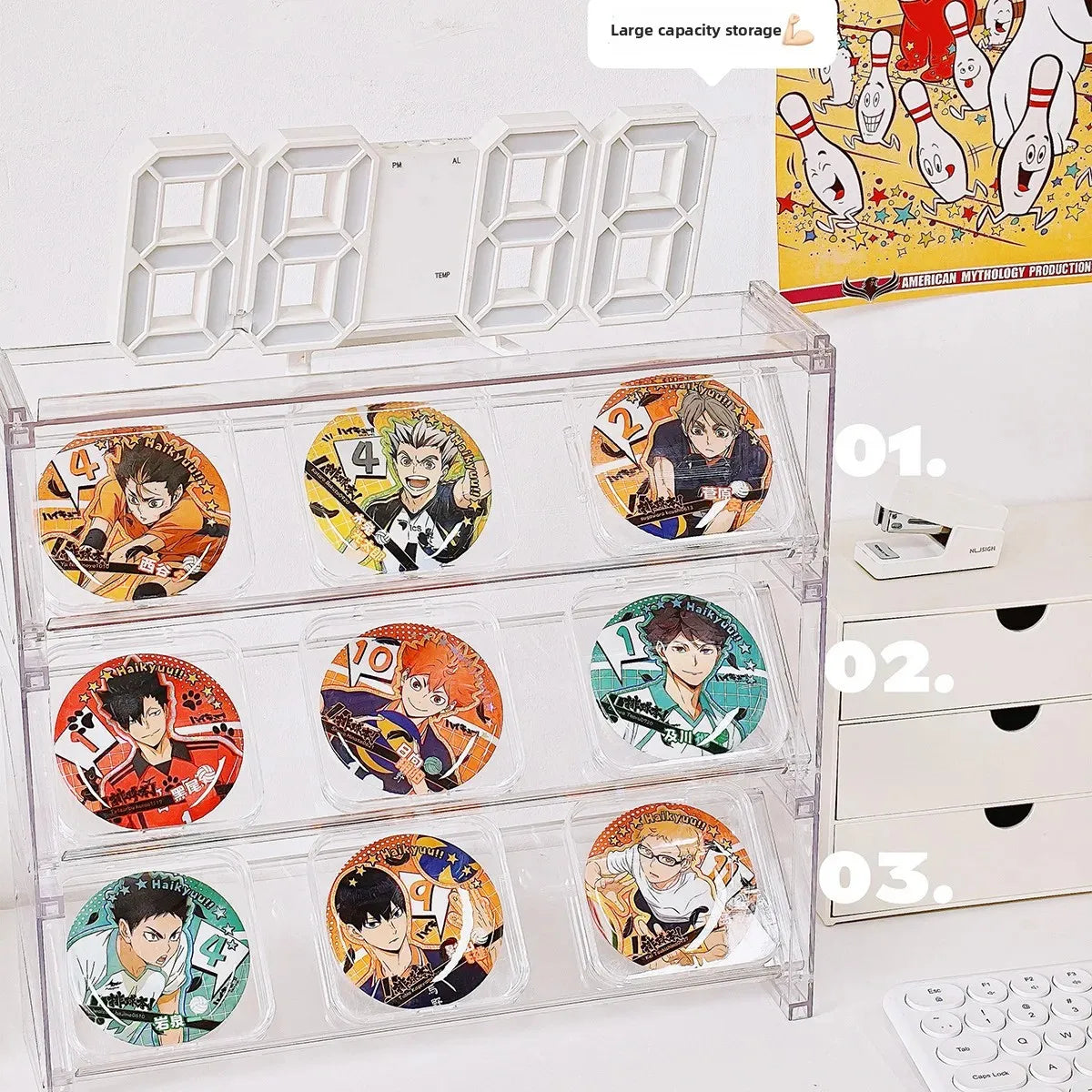 porte cartes anti poussière acrylique transparent personnages animés moderne rangement bijoux accessoiressealed dustproof