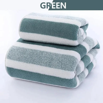 serviettes bain absorbantes rayées rouge vert beige modernes crochets couple