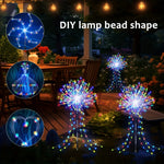 lampe solaire feu d'artifice multicolore blanc chaud extérieure ambiance festive nocturne jardin patio