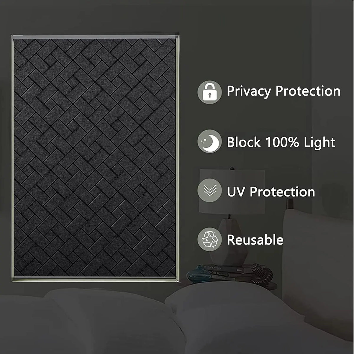 film fenêtre noir opalescent adhésif tissé damier moderne intimité thermique uv protection 30x100 cm