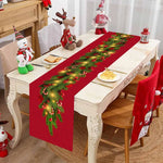changement saison décoration noël chemin table flocons neige santa clause forêt cerfs motifs géométriques