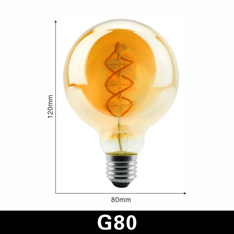 ampoules filament spirale dorée retro or noir opalescent e27 2200k 22w 20000h