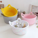 panier rangement tissu poignées cosmétiques petits objets moderne