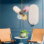 Suspension lumineuse moderne blanc rose doré rond translucide ampoules filament