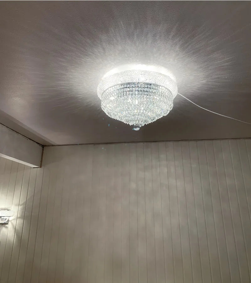 lustre led doré cristal élégant intérieur salon cuisine transparentes fixations invisibles