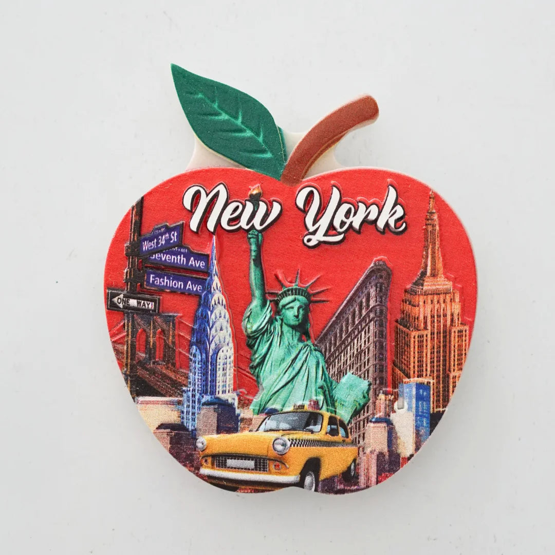 aimants york times square apple usa illustrés rouge vert bleu Jaune
