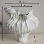 vase moderne porcelaine céramique vert rouge blanc rayures texture rugueuse wabi sabi décoration table