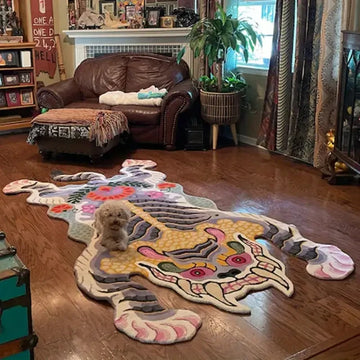 tapis tigre moderne antidérapant polyester doux lavage machine couleur vives chambre coucher salon