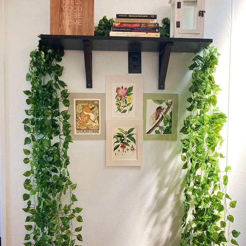 guirlande feuilles ivresse vert vigne artificielle extérieure accrochée naturelle longueur 2.2m 72feuilles