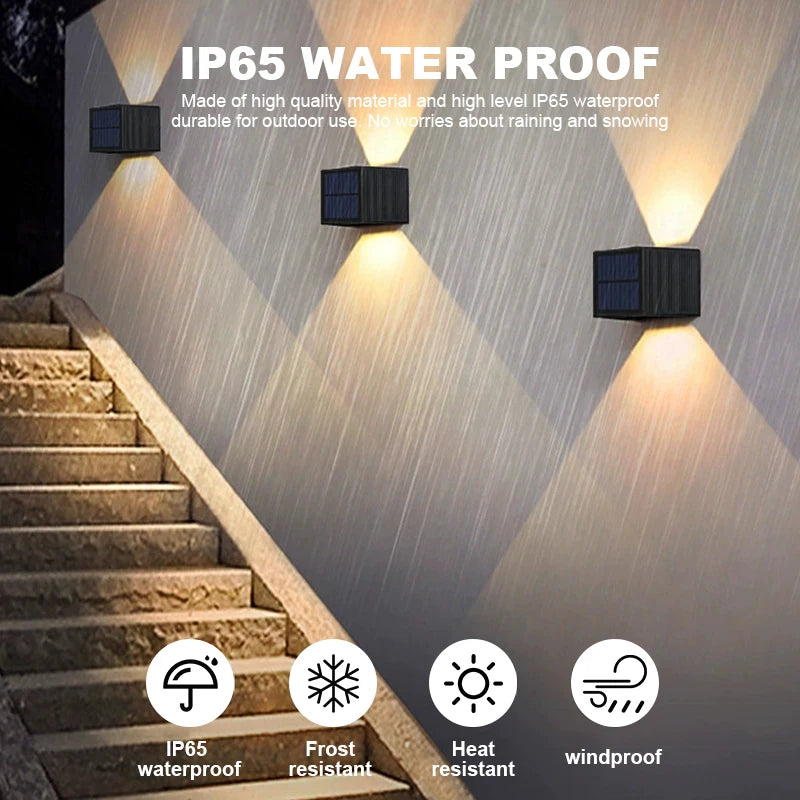 applique murale solaire led ip65 moderne noir rayures horizontales extérieur